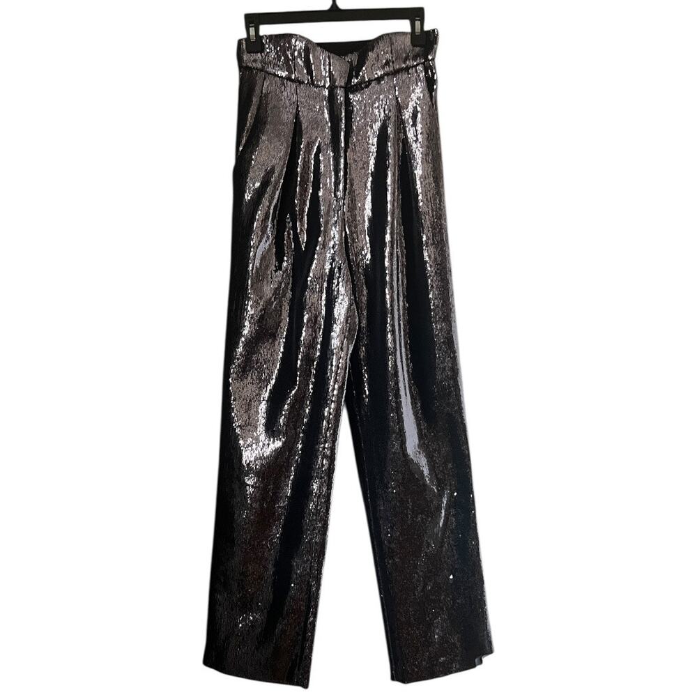 Retrofete The Jean Pant Sequin High Rise Trouser Pants In Gunmetal Size S - Picture 2 of 12